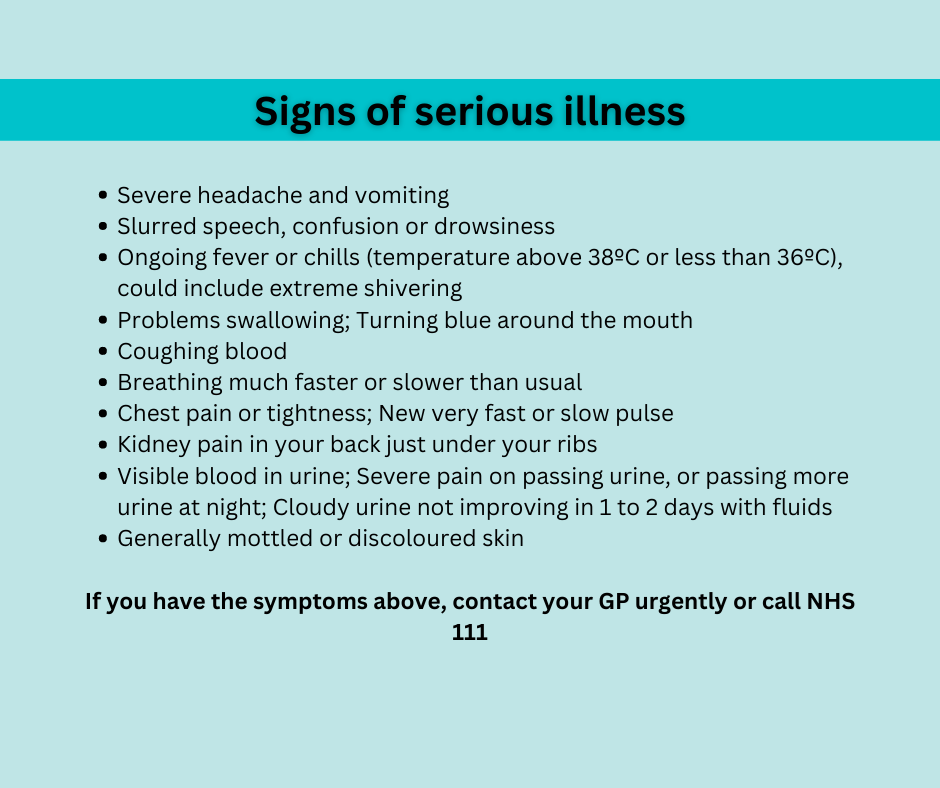 Signs of serious illness